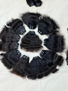 Cabello Remy virgen alineado con cutícula Natural 100%, mechones de cabello indio, extremos estirados dobles, proveedores mayoristas de calidad Premium - Product Image 2