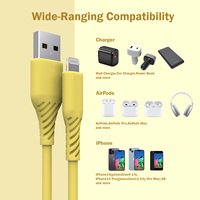 Cable USB-A a Lightning de Silicona con Diseño de Textura en Relieve 3D, Certificado MFI, en Stock, para Uso en Computadoras, Carga y Sincronización