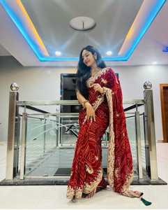 Jyothika Đôi Màu Bắc Và Nam Ấn Độ Thời Trang <span class=keywords><strong>Saree</strong></span> Với zardosi Vải Áo Mảnh Đám Cưới Đặc Biệt - Product Image 3