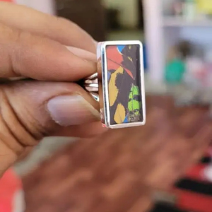 แหวนปรับได้เงินอินเทรนด์แหวนปีกผีเสื้อสีสันสดใส - Product Image 1