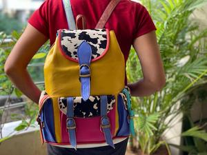 Sac à dos en cuir recyclé avec imprimé Animal, sac à dos en cuir pleine couleur - Product Image 4