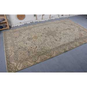 Alfombra tradicional de lana Beige de 6,4x11 pies, diseño de retazos turco Vintage para entrada, pasillo rectangular para el hogar, látex para vivir - Product Image 3