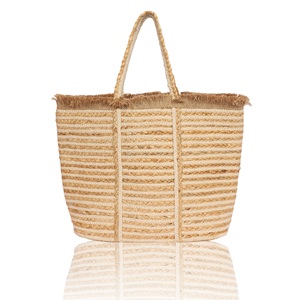 Striped Jute Tote Bag <b>Medium</b> Size Beach Shopping Handbag Rope Handle Eco Friendly Reusable Women's Shoulder <b>Purse</b> Delhi Made - Product Image 5
