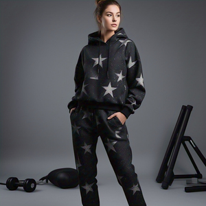 Traje de sudadera con sublimación de estrellas para mujer, ropa deportiva para correr, conjuntos de dos piezas con estampado Digital de estrellas, sudaderas y pantalones de chándal para mujer - Product Image 4