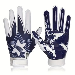 Custom Design American Football Receiver Gloves Full Finger Lightweight Non-Slip Grip Breathable Adjustable Wrist Strap <b>Hook</b> - Product Image 2