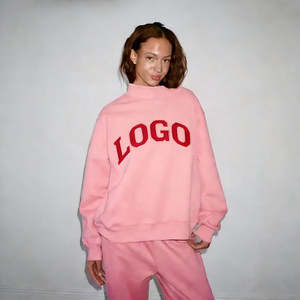 Sudadera de Cuello Redondo Estilo Universitario para Mujer, Talla Grande, Personalizada OEM, Transpirable, de Otoño, Informal, de Tela de Rizo, con Bordado Frontal - Product Image 2