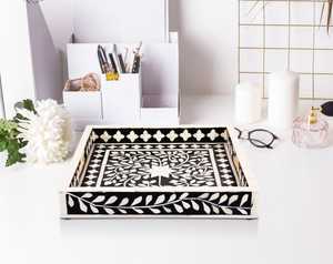 Sultana Grace Premium Bone Inlay Bandeja para servir Lujosa bandeja árabe hecha a mano para hogares elegantes, hoteles y colecciones de regalos - Product Image 2