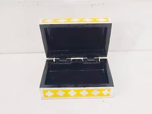 Coffre à bijoux traditionnel en incrustation d'os pour cadeau de mariage Boîte à bijoux en incrustation d'os de bohème pour la décoration intérieure à un prix abordable - Product Image 3