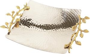 Plateau carré en métal martelé parfait en laiton décoratif poli parfait pour la décoration d'accent à la maison et au bureau - Product Image 6