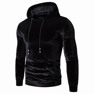Sudadera con capucha de terciopelo para hombre, con cuello redondo, con bolsillo frontal, estilo canguro, venta al por mayor - Product Image 1