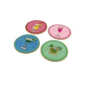 Multicolor Luxury Handmade Fine Dining <b>Coasters</b> <b>Gold</b> and Silver Beaded Mats & Pads with Metallic Glass Handmade Accents - Product Image 4