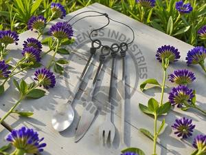 Ensemble de couverts médiévaux tendance, forgé à la main, en acier inoxydable 430, ensemble de couverts de fête, ensemble de couverts faits à la main sur mesure avec du cuir - Product Image 5