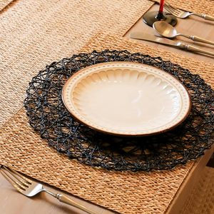 Modern Style Natural Non-Slip Heat Resistant Paper Braided <b>Round</b> Placemat Indoor Outdoor Dining <b>Table</b> <b>Mats</b> & Pads - Product Image 6