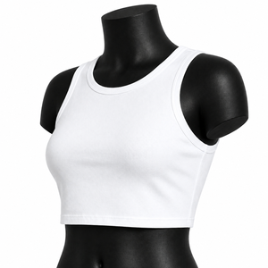 Custom <b>White</b> Women <b>Crop</b> <b>Tank</b> <b>Top</b> Sleeveless Yoga Gym Fitness Activewear OEM Wholesale Sportswear - Product Image 3