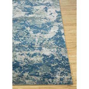 Alfombra Kavi Azul de Lana y Seda de Bambú Anudada a Mano - Diseño Rectangular Abstracto Teoría del Caos para Decoración de Sala de Estar y Pasillo - Product Image 4