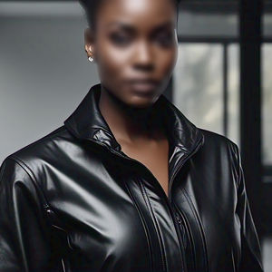 แจ็คเก็ตหนังบอมเบอร์แจ็คเก็ตหนังสำหรับผู้หญิงเสื้อโค้ทหนังพียูคอกลมสำหรับผู้หญิงเสื้อแจ็คเก็ตสำหรับมอเตอร์ไซด์แฟชั่น - Product Image 2