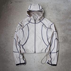 Veste coupe-vent en nylon imperméable d'hiver, nouvelle conception personnalisée, style streetwear, col montant, rayures, ourlet ajustable, fermeture éclair cachée - Product Image 1