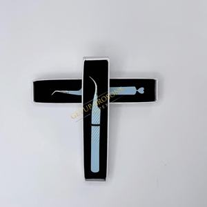 Pinzas Profesionales de Acero Inoxidable para Extensiones de Pestañas Getup Brosons Impex, Punta de Fibra, Color Azul Bebé con Recubrimiento en Polvo - Product Image 3