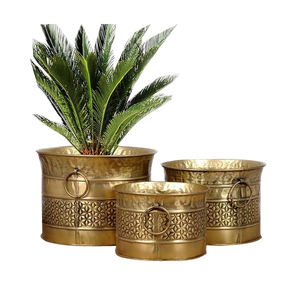 Juego de Macetas con Acabado Dorado, Dos Macetas Decorativas de Forma Redondeada para Mesas Auxiliares y Esquinas Fascinantes - Product Image 3