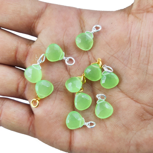 Pendentif en argent sterling 925 avec pierre précieuse en chalcédoine verte en forme de briolette de 10 mm, enroulé autour d'un fil, en forme de cœur, accessoire pour la fabrication de colliers et de boucles d'oreilles - Product Image 4