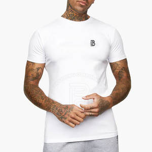 Venta al por mayor de los hombres personalizados de secado rápido Fitness camiseta de poliéster en blanco ajustado Athletic Gym Sport camiseta de entrenamiento - Product Image 1