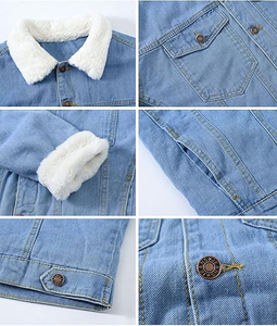 Nouvelle veste en polaire denim surdimensionnée pour femmes OEM personnalisée, confortable avec poches, matériau de rembourrage en coton tricoté - Product Image 5