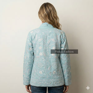 Veste en velours brodée à la main, motif Suzani, style bohème, automne-hiver, luxe, textile indien, coton écologique - Product Image 2