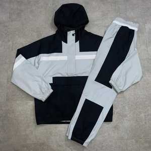 Conjunto de chaqueta y pantalones cortos cortavientos de poliéster personalizado para hombre, traje cortavientos de nailon con cremallera completa - Product Image 2