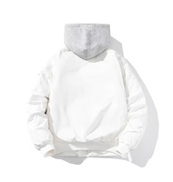 Veste en cuir PU à capuche unisexe pour l'hiver, style baseball et varsity, avec logo sur le devant, broderie personnalisable, coupe confortable, streetwear