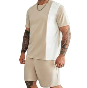 ชุดเสื้อผ้าสองชิ้นแบบลำลองสำหรับผู้ชายชุดเสื้อยืดและกางเกงขาสั้นผ้าฝ้ายสำหรับออกกำลังกายในยิมชุดกีฬากลางแจ้ง - Product Image 4