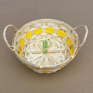 Vente en gros Panier de rangement en bambou écologique avec poignées circulaires Panier cadeau de Pâques en rotin fait à la main Artisanat - Product Image 3