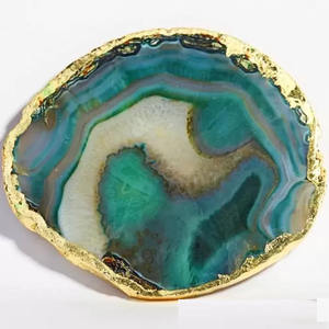 Good Quality Tableware Accessories Agate <b>Coaster</b> With <b>Gold</b> Electroplated Agate Slice at Wholesale Price with Premium Quality - Product Image 6