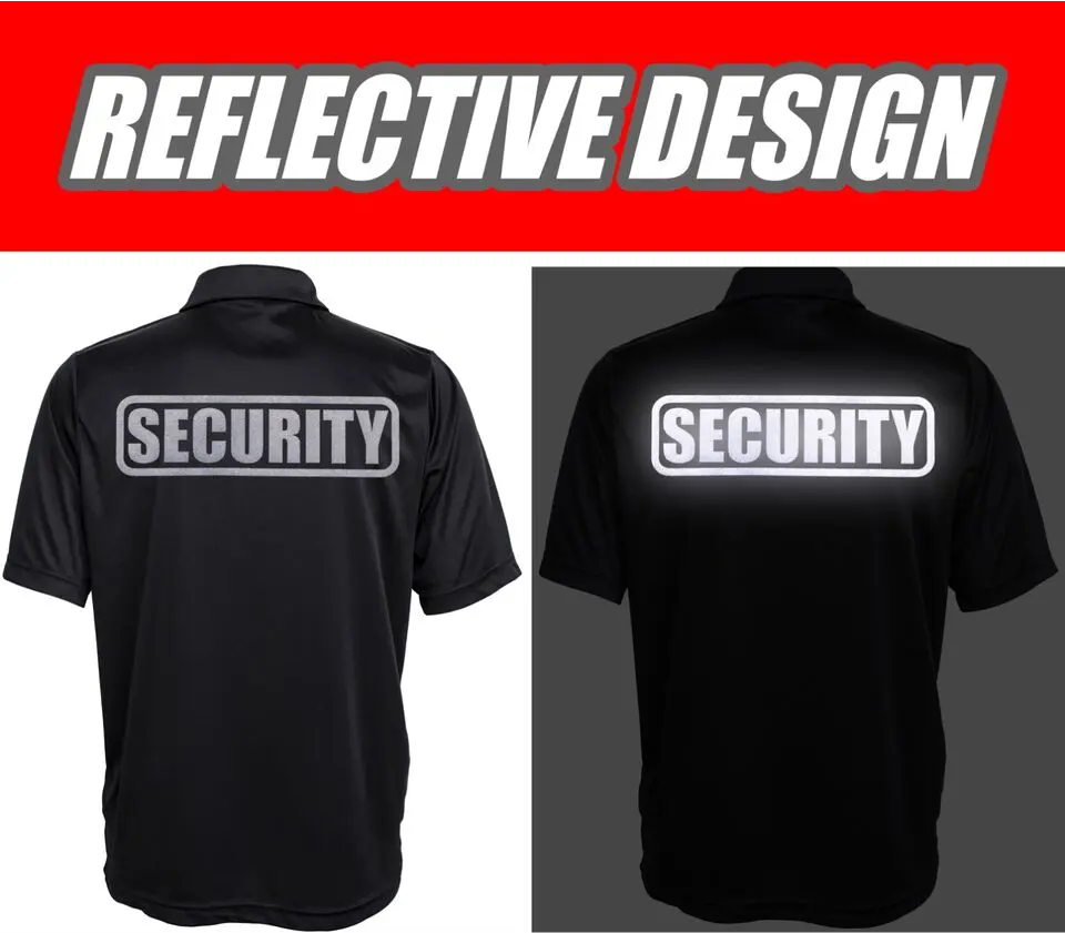 रिकवरी ऑफिसर स्टाइलिश ब्लैक रिफ्लेक्टिव पोलो शर्ट आपूर्तिकर्ता कस्टम पोलो शर्ट गार्ड शर्ट्स सुरक्षा वर्दी डिजाइन पुरुषों के लिए
