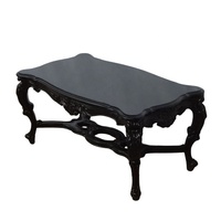 Table basse de salon en bois d'acajou sculpté à la main, table à thé en bois de style gothique peinte en noir pour salon de style français
