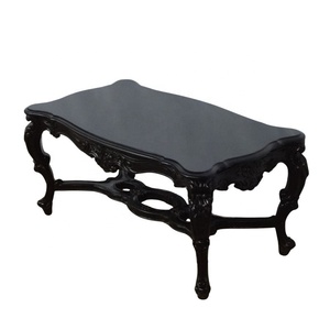 โต๊ะกาแฟห้องนั่งเล่น โต๊ะน้ำชาไม้มะฮอกกานีแกะสลักด้วยมือ ทาสีดำแบบกอธิค สำหรับเฟอร์นิเจอร์ห้องนั่งเล่นสไตล์ฝรั่งเศส - Product Image 3