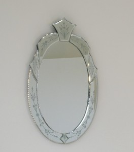 Vintage <b>Small</b> Oval Italian Murano <b>Mirror</b>, Venetian Ornate Beveled Wall <b>Mirror</b> - Product Image 3