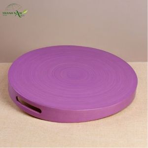 Plateau de service artisanal en bambou tressé, écologique, durable, laqué, personnalisable - Série de couleurs contemporaines - Product Image 3