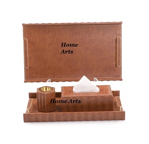 Ensemble de brûleurs d'encens en cuir de qualité supérieure Bakhoor taille et forme personnalisées Mabkhar avec boîte à mouchoirs et plateau - Product Image 5