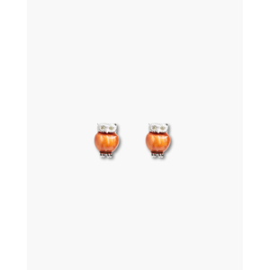 Boucles d'oreilles clous Mr Owl Design plaquées rhodium et or - Bijoux religieux tendance en zircon pour fêtes et cadeaux - Product Image 1