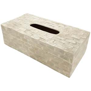 Boîte à mouchoirs moderne en résine blanche pour l'organisation de la table à la maison - Product Image 1