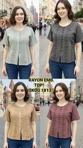 Nuevo bohemio para mujer rayón bordado Top Premium rayón Material elegante bordado acabado a granel proveedor al por mayor - Product Image 5