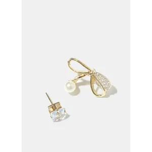 A3shop Orecchini alla Moda con Fiocco e Strass con Accenti di Perle - Product Image 1