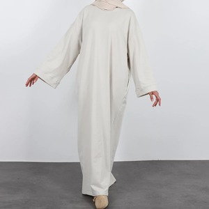 Moletom Abaya muçulmano vestido longo liso <span class=keywords><strong>casual</strong></span> Abayas para mulheres Dubai Roupas Tradicionais islâmicas Kaftan Hijab Robe - Product Image 6
