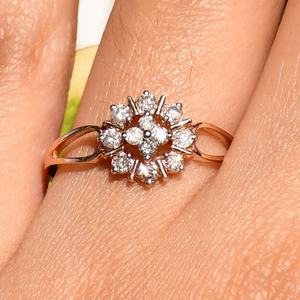 Bague exclusive en or massif 14K et 18K avec de véritables diamants naturels certifiés bijoux fins - Product Image 1