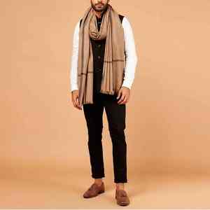 Chal de Lana para Hombre, Invierno, Suave, Cálido, Transpirable, 300g, Tradicional, Elegante, Color Sólido, Estilo Medio Oriente - Product Image 5