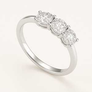 แหวนหมั้นเพชรทรงกลมเจียระไนแบบบริลเลียนท์ ชุบทองคำขาว 14K สำหรับทั้งชายและหญิง ประดับเพชรเลี้ยงในห้องปฏิบัติการ พร้อมใบรับรอง งานฝีมือชั้นดี - Product Image 4
