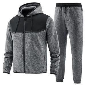 Ensemble survêtement pour homme personnalisé, deux tons, bloc de couleur, avec poches zippées, taille élastique avec cordon de serrage, 2 pièces - Product Image 2