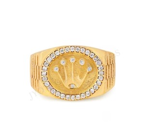 แหวนเพทายตรามงกุฎสั่งทำ S925เงินสเตอร์ลิงสีทอง18K เครื่องประดับฮิปฮอปสไตล์ออตโตมันสำหรับผู้ชายแหวนส่วนบุคคล - Product Image 1