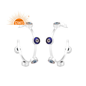 Meilleure qualité en argent sterling fin mère de poire et pierre précieuse en résine bleue boucle d'oreille personnalisée Iewelry fabricant - Product Image 1