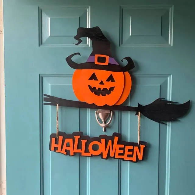 Halloween Pumpkin Door Hanger-cabide de madeira seria ótimo para sua decoração porta queda